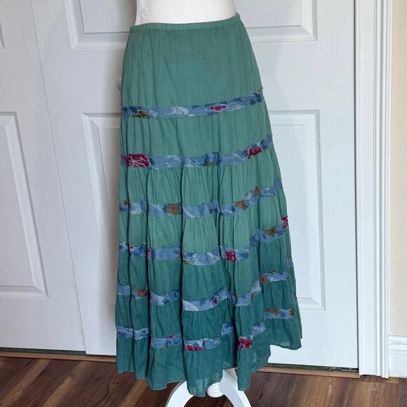 Fashion Bug size 20 W tiered maxi circle skirt Ombré teal green. Lined, zip side - Picture 2 of 7